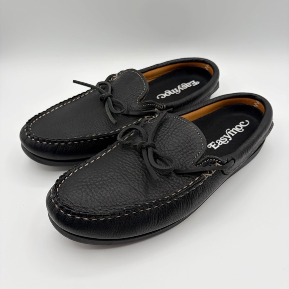 Easy Moc Other - Easy Moc Mens Handmade In USA Black Leather Vibram Slip On Boat Shoe Sandal 10.5
